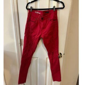 Copper Rivet Pant Women Size 29/32 Red Cotton Blend Button Five-Pockets Slim Fit